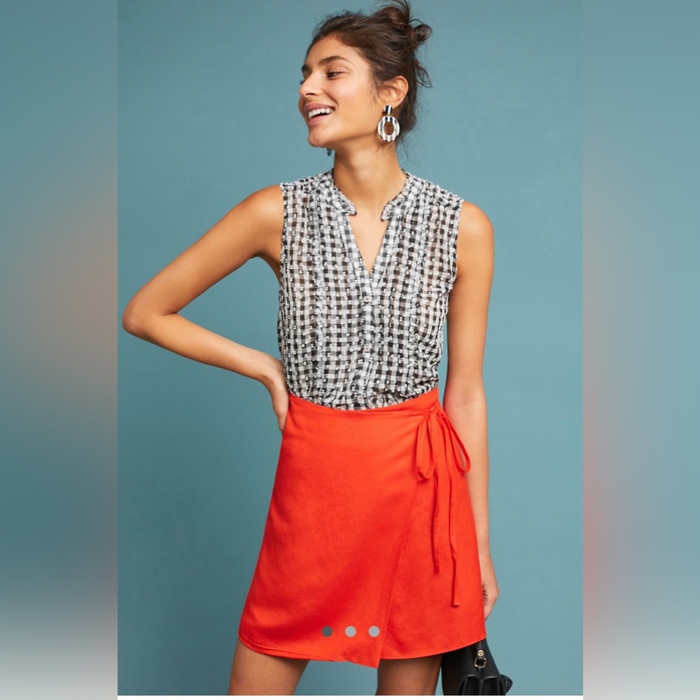 Anthropologie Maeve Black Gingham Sleeveless Blouse, Size Small